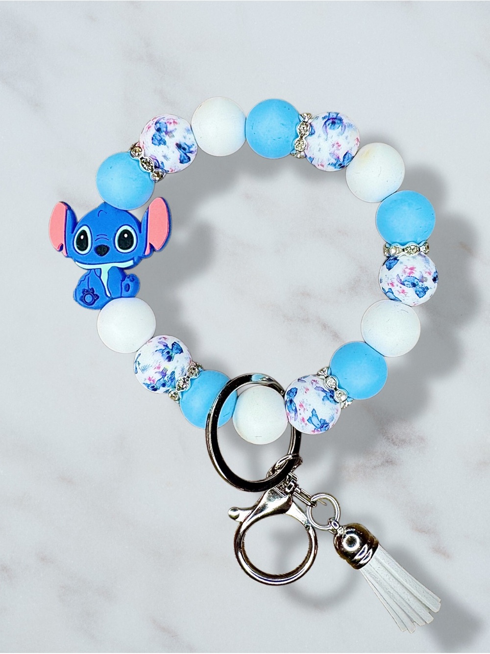 Disney Stitch Beaded Wristlet Keychain